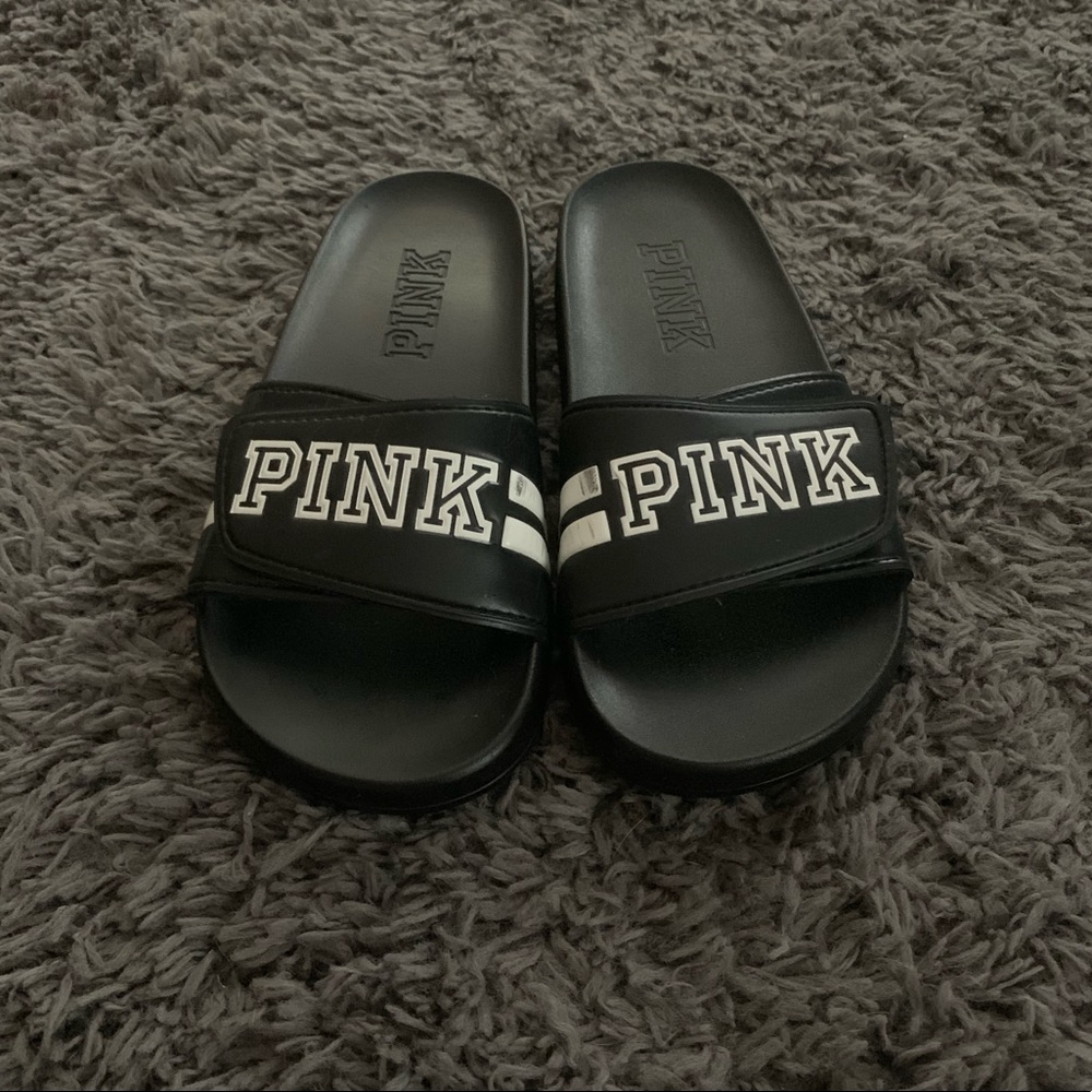 PINK by Victoria Secret Black One Strap Sandals